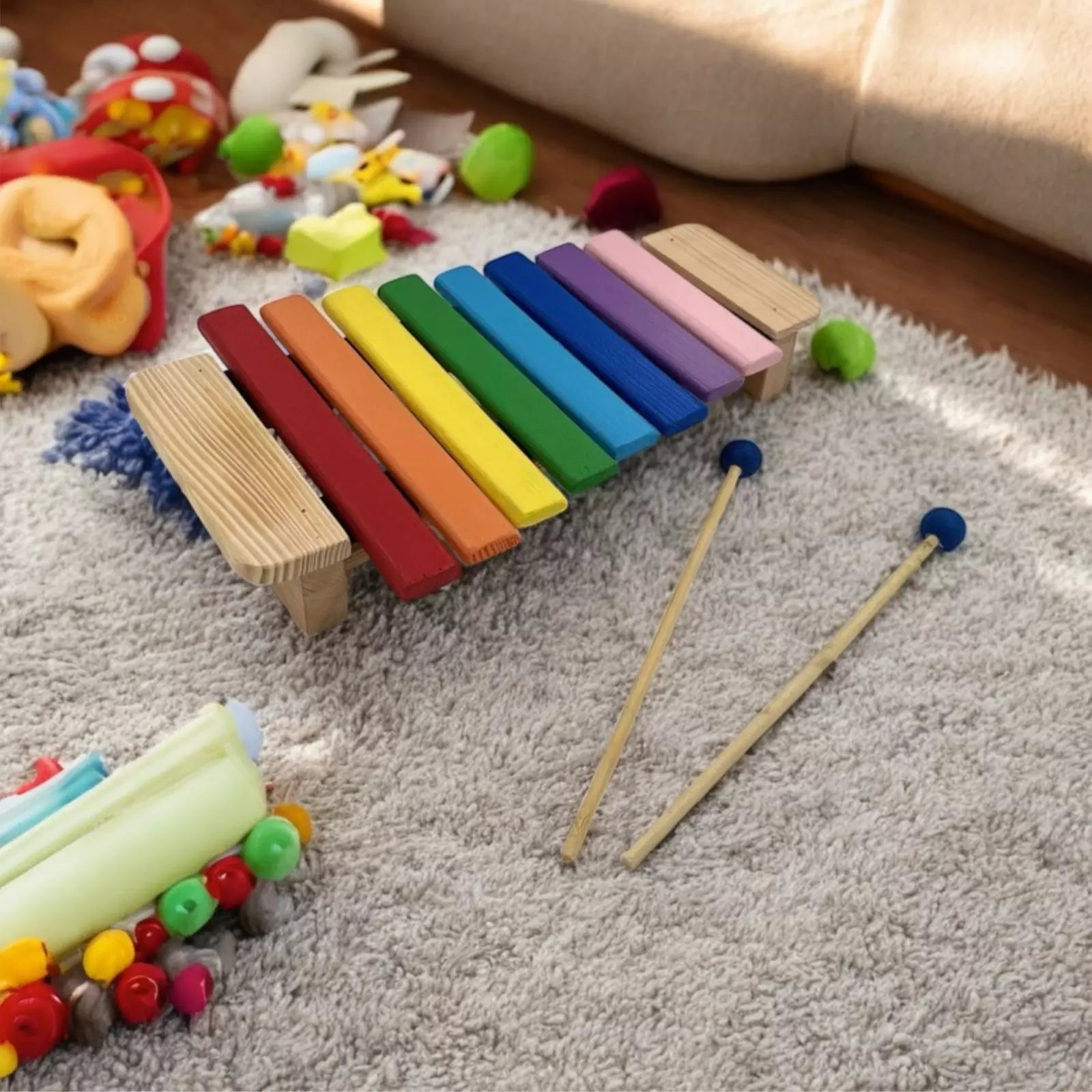 Rainbow Xylophone for Children - Handmade Wooden Musical Toy