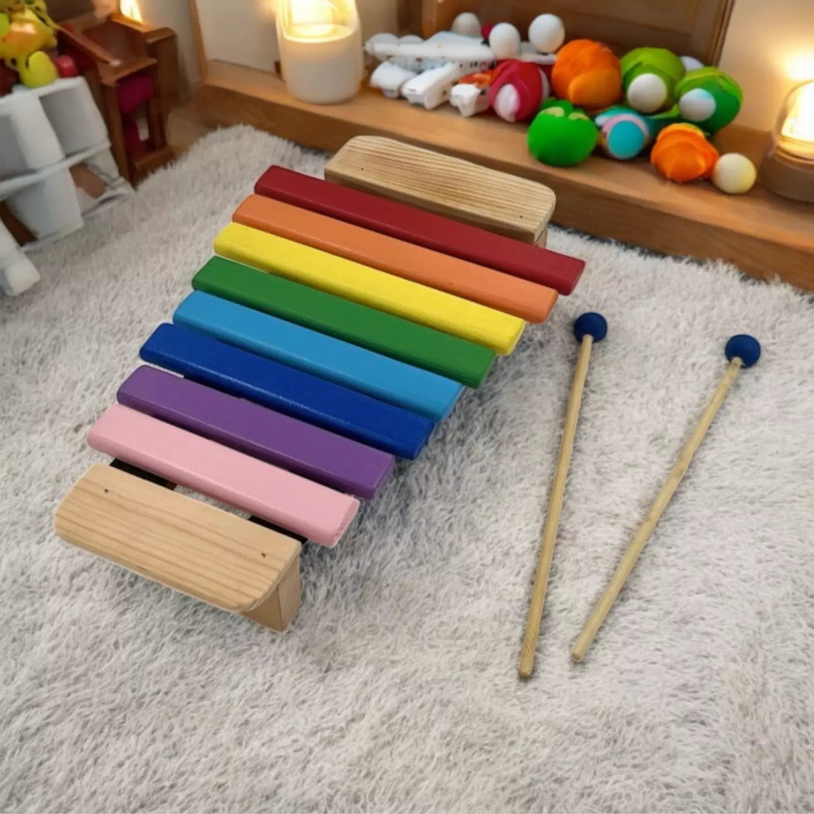 Rainbow Xylophone for Children - Handmade Wooden Musical Toy