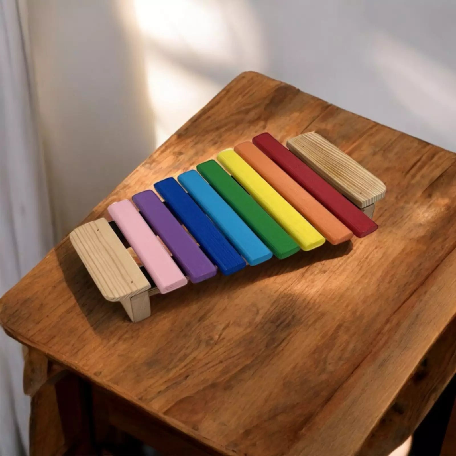 Rainbow Xylophone for Children - Handmade Wooden Musical Toy