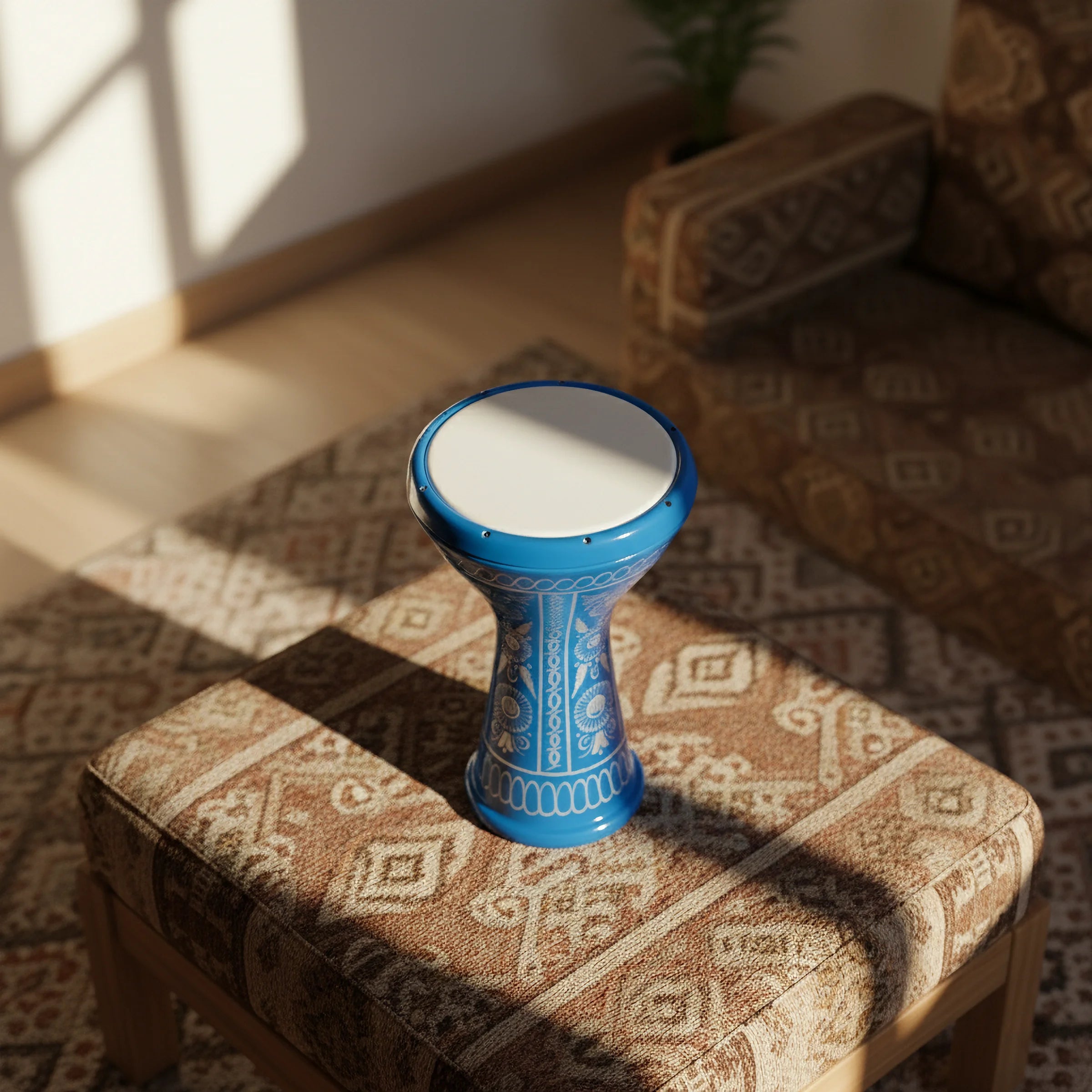 Azure Mosaic | Handcrafted Blue Ceramic Egyptian Darbuka