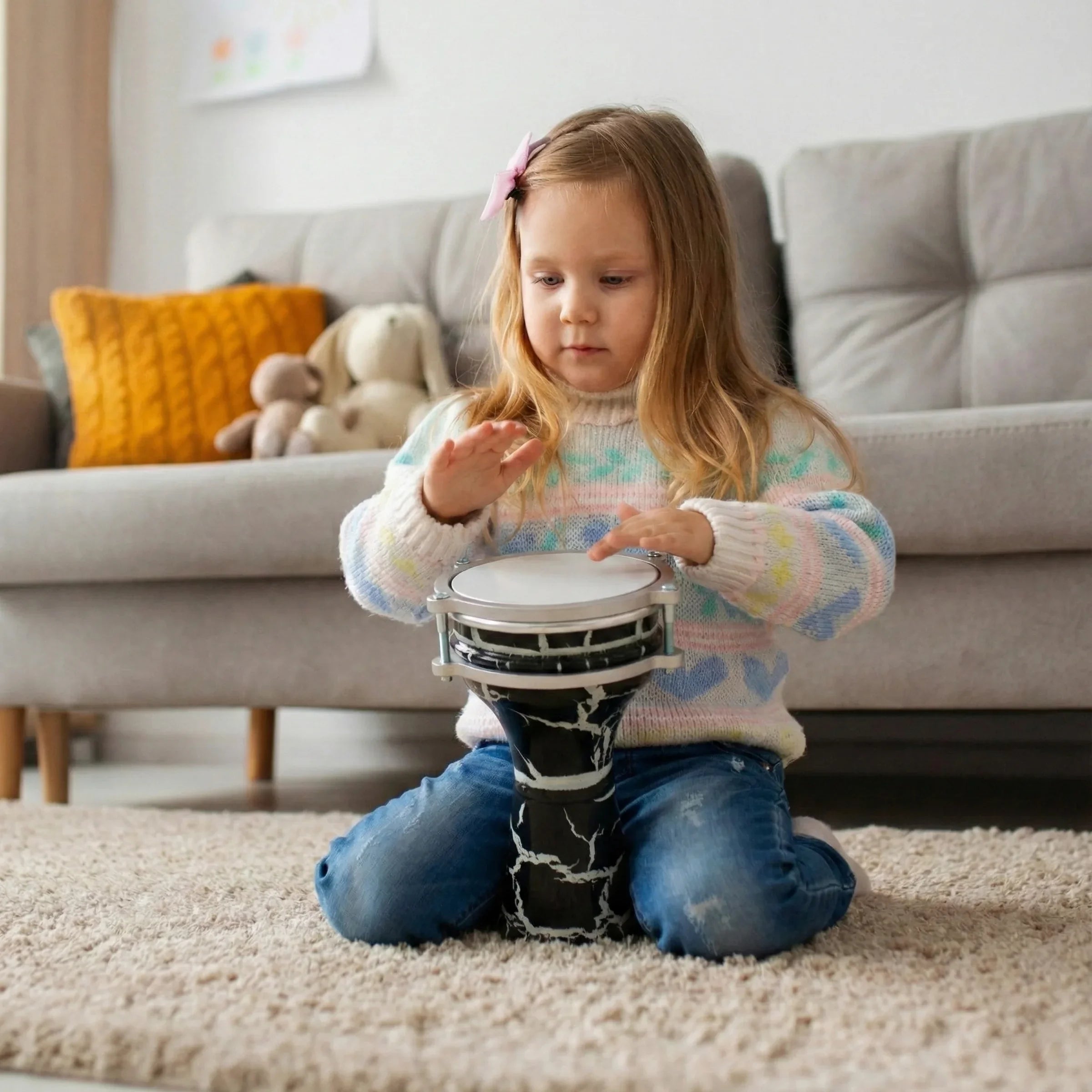 Nova Crackle | White on Black Mini Darbuka (Size: Mini)